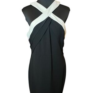 Calvin Klein Black and White Halter Dress